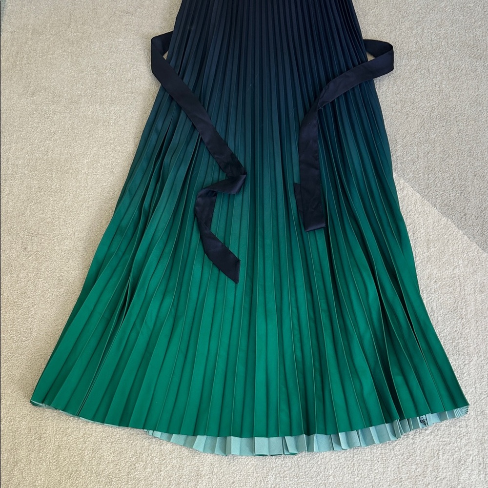 Banana Republic Green and Navy Spaghetti StrapPleated Dress - Picture 6 of 8